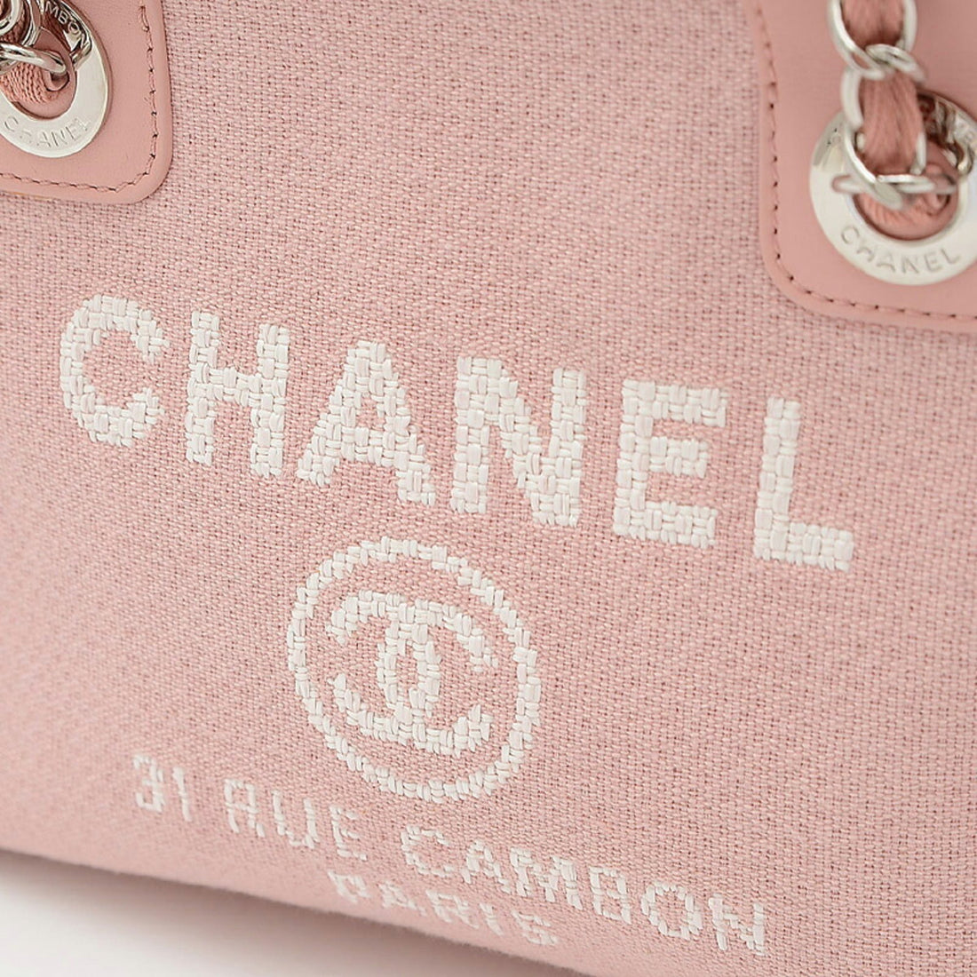 Chanel Deauville Bowling Bag Canvas Calf Pink A92749 Shoulder