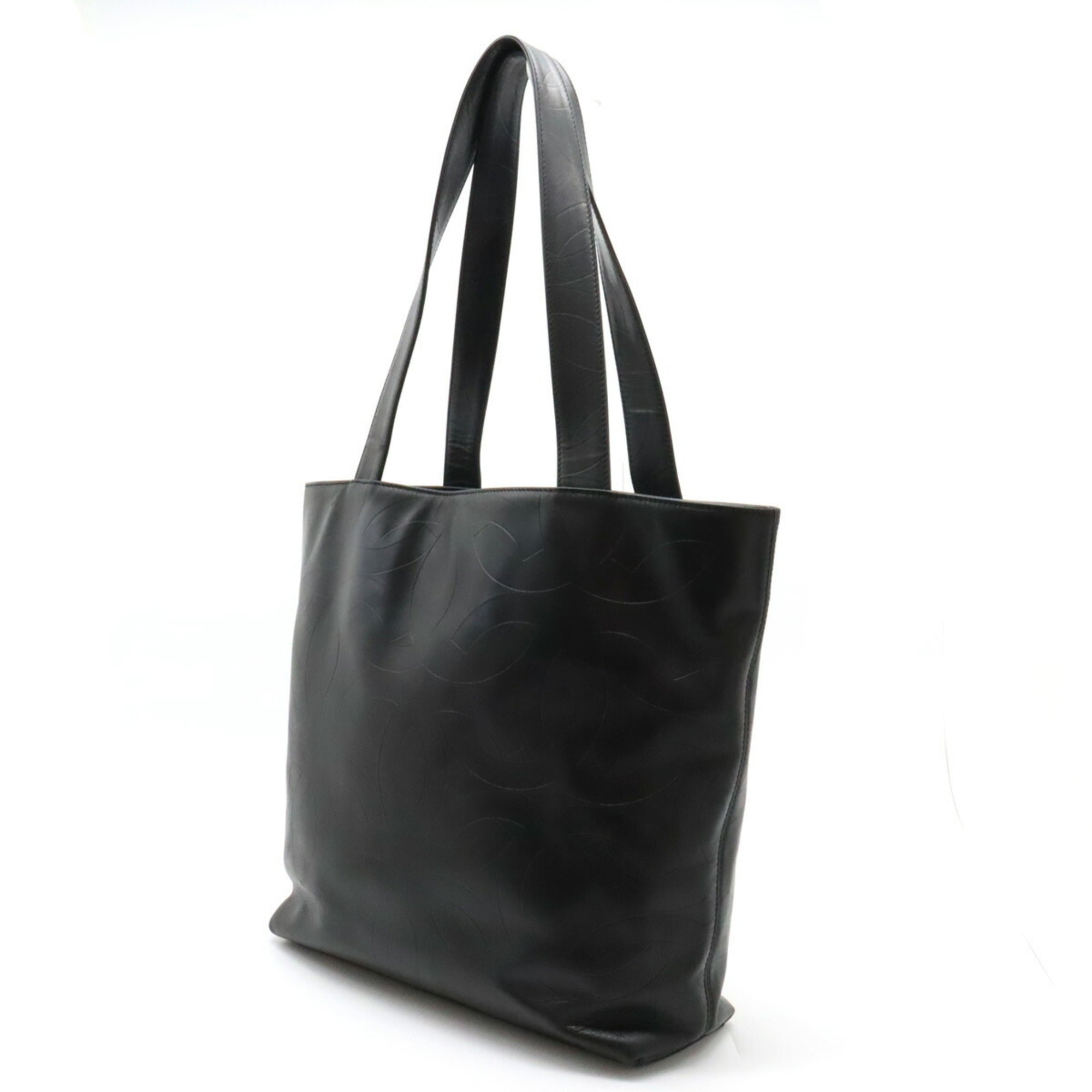 Chanel Cocomark Tote Bag Shoulder Leather Black