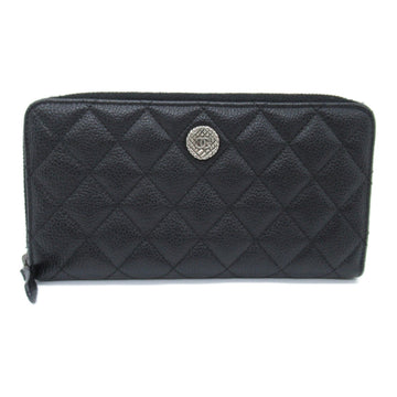 CHANEL Round long wallet Black Caviar Skin (Grained Calf)