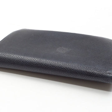 Chanel Bifold Long Wallet Women's Black Caviar Skin Coco Mark