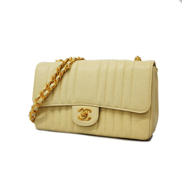 Chanel Shoulder Bag Mademoiselle Chain Caviar Skin White Women's