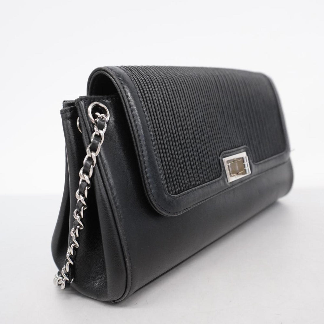 Chanel Shoulder Bag 2.55 Chain Lambskin Black Women's