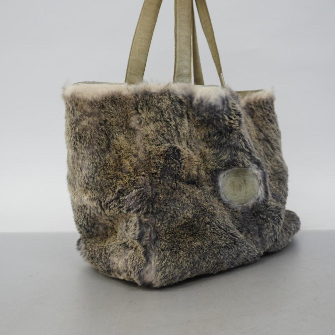 chanel tote bag fur grey ladies