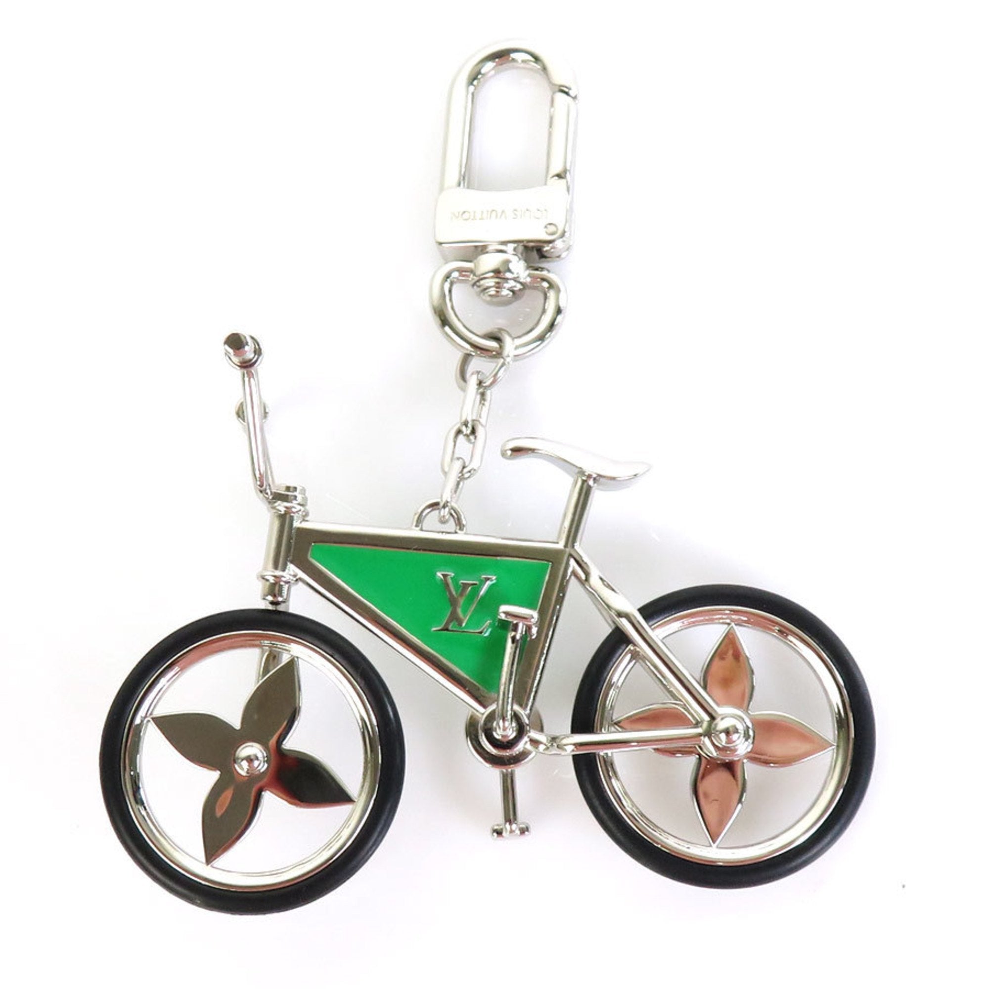 LOUIS VUITTON Charm Keychain Bijou Sac Bike Metal Silver x Green Unisex M77148
