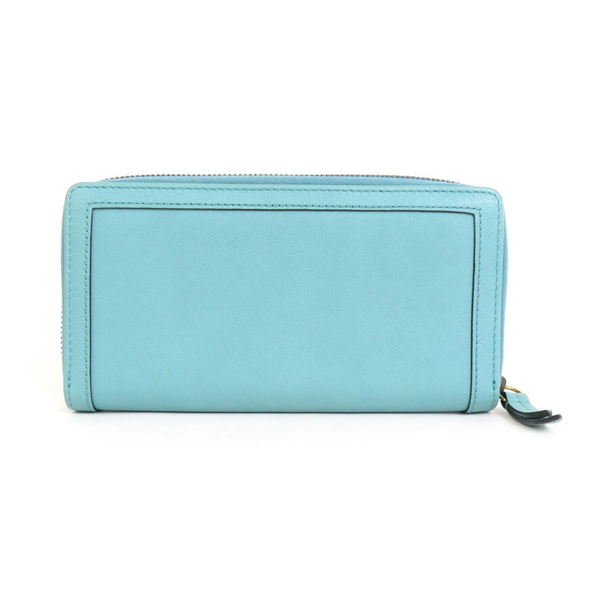 GUCCI Round Zipper Long Wallet GG Marmont Diana Leather Turquoise Blue Gold Unisex 658634