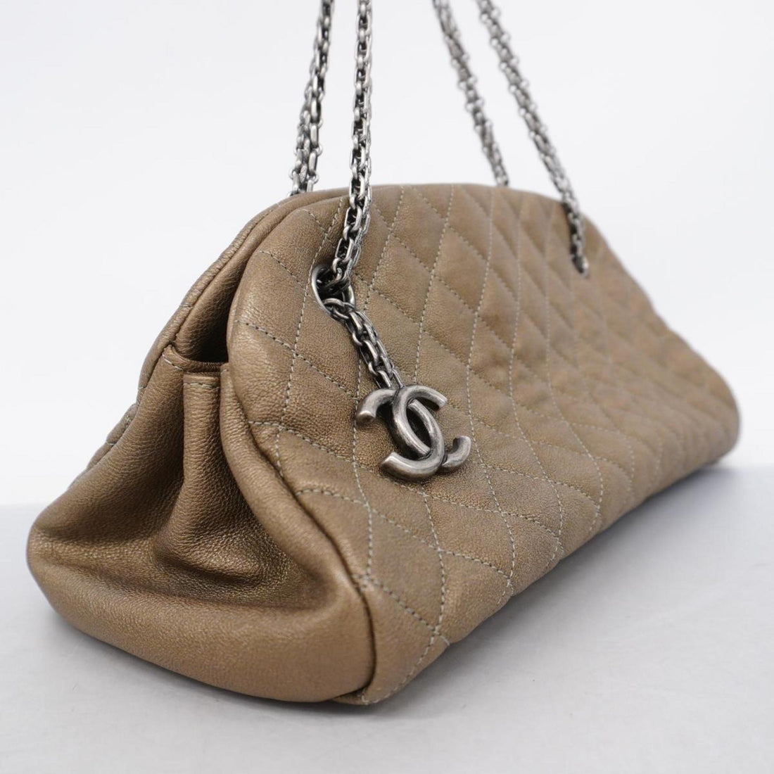 Chanel Shoulder Bag Matelasse Chain Leather Khaki Women's