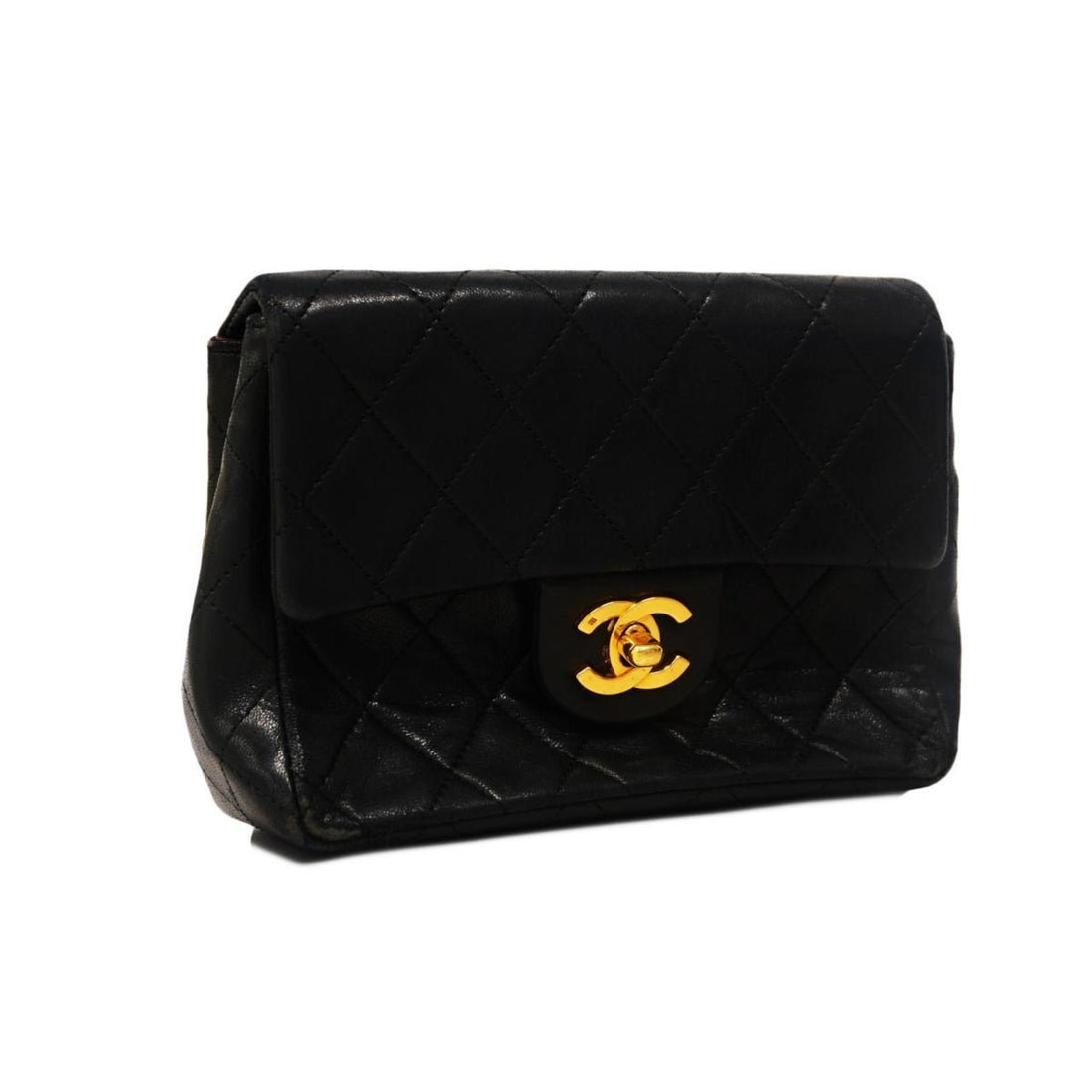 Chanel Shoulder Bag Matelasse Chain Lambskin Black Women's