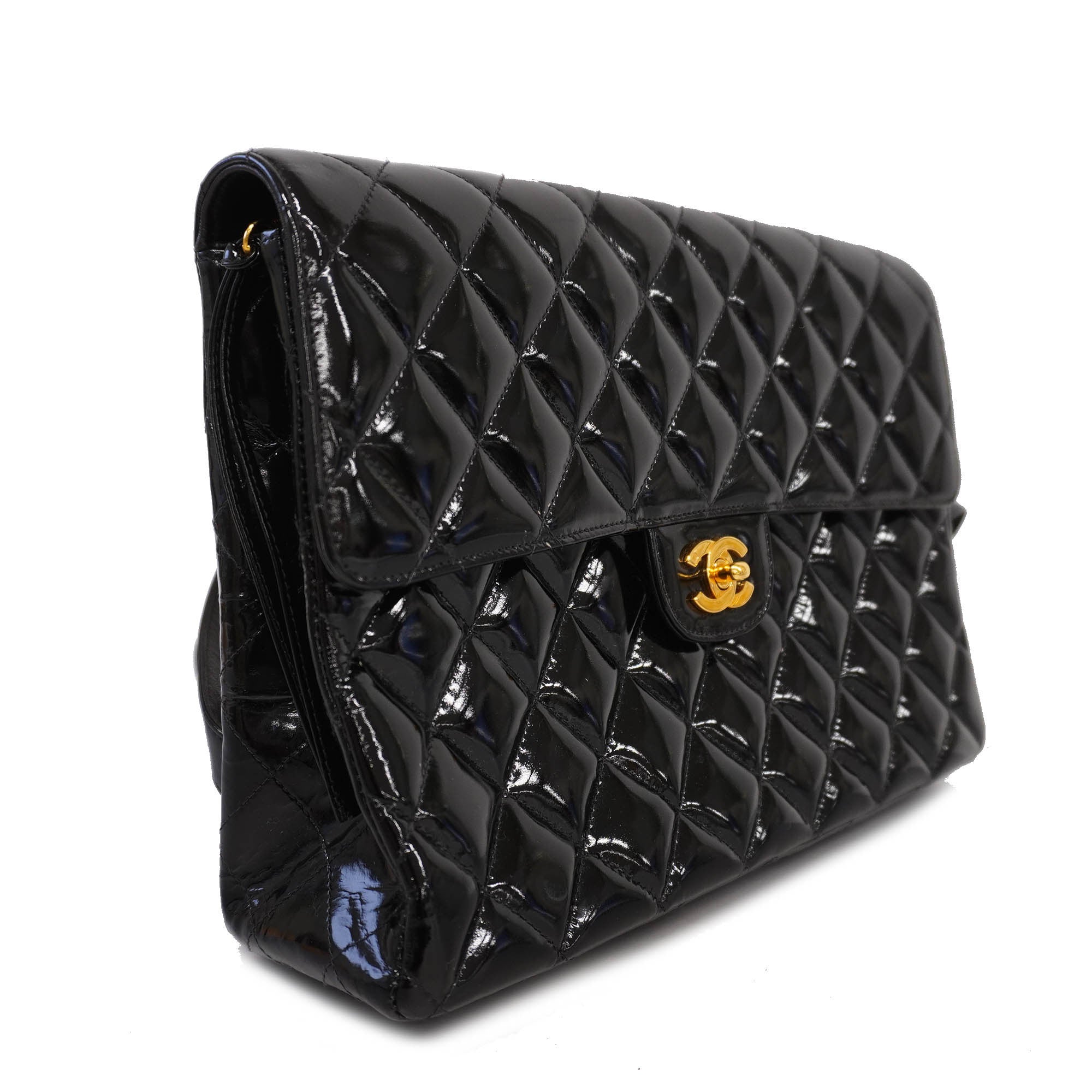 ChanelAuth  Matelasse Rucksack Chain Shoulder Women's Patent Leather Backpack