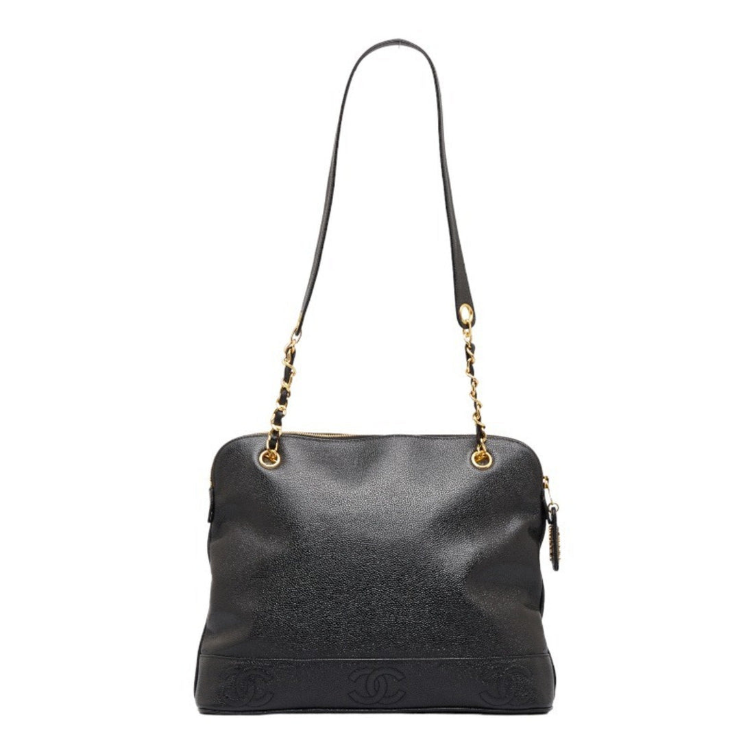 Chanel here mark chain Tote Bag shoulder black caviar skin ladies