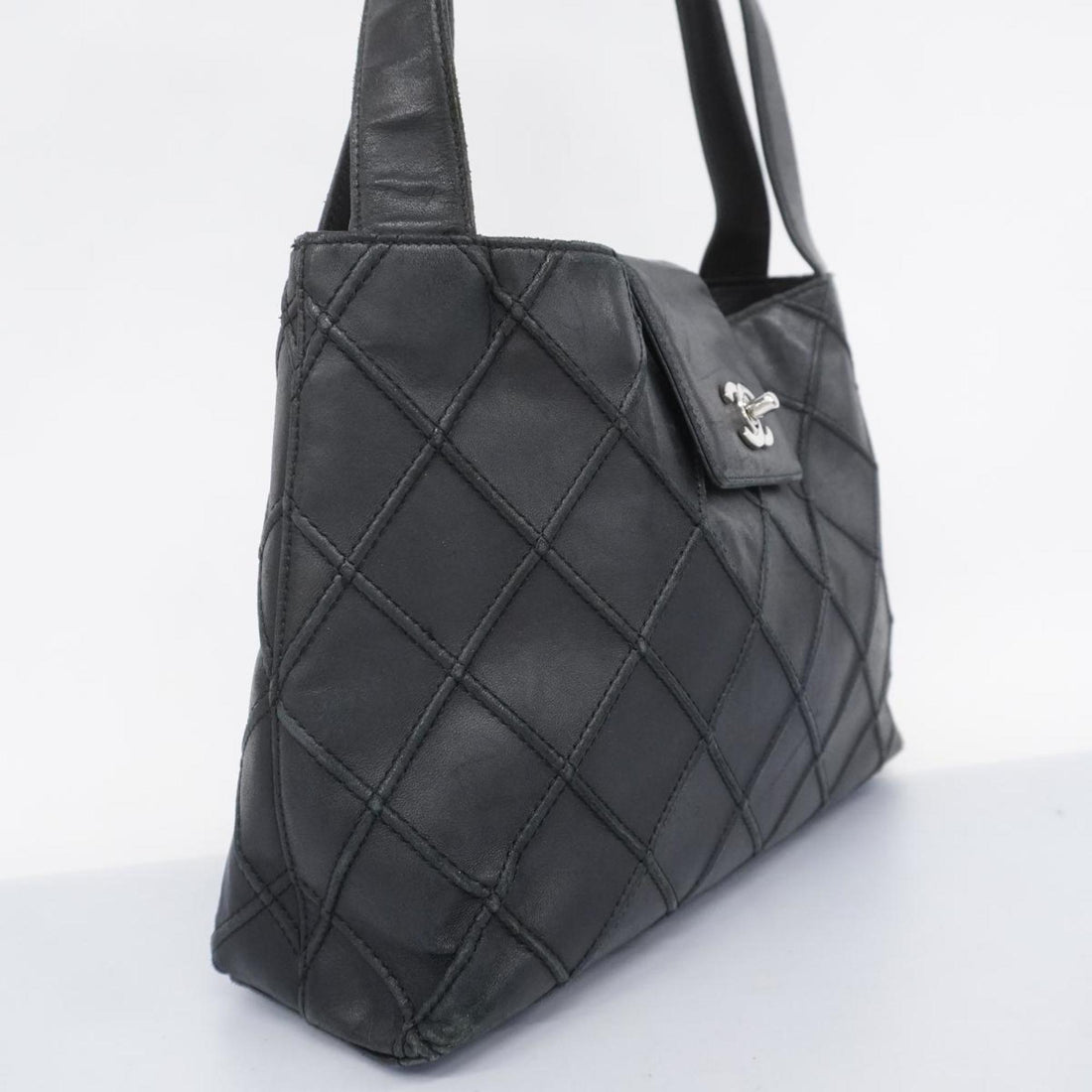 Chanel Shoulder Bag Bicolor Lambskin Black Women's