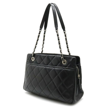 Chanel Matelasse Coco Mark Chain Tote Bag Shoulder Caviar Skin Leather Black A67294
