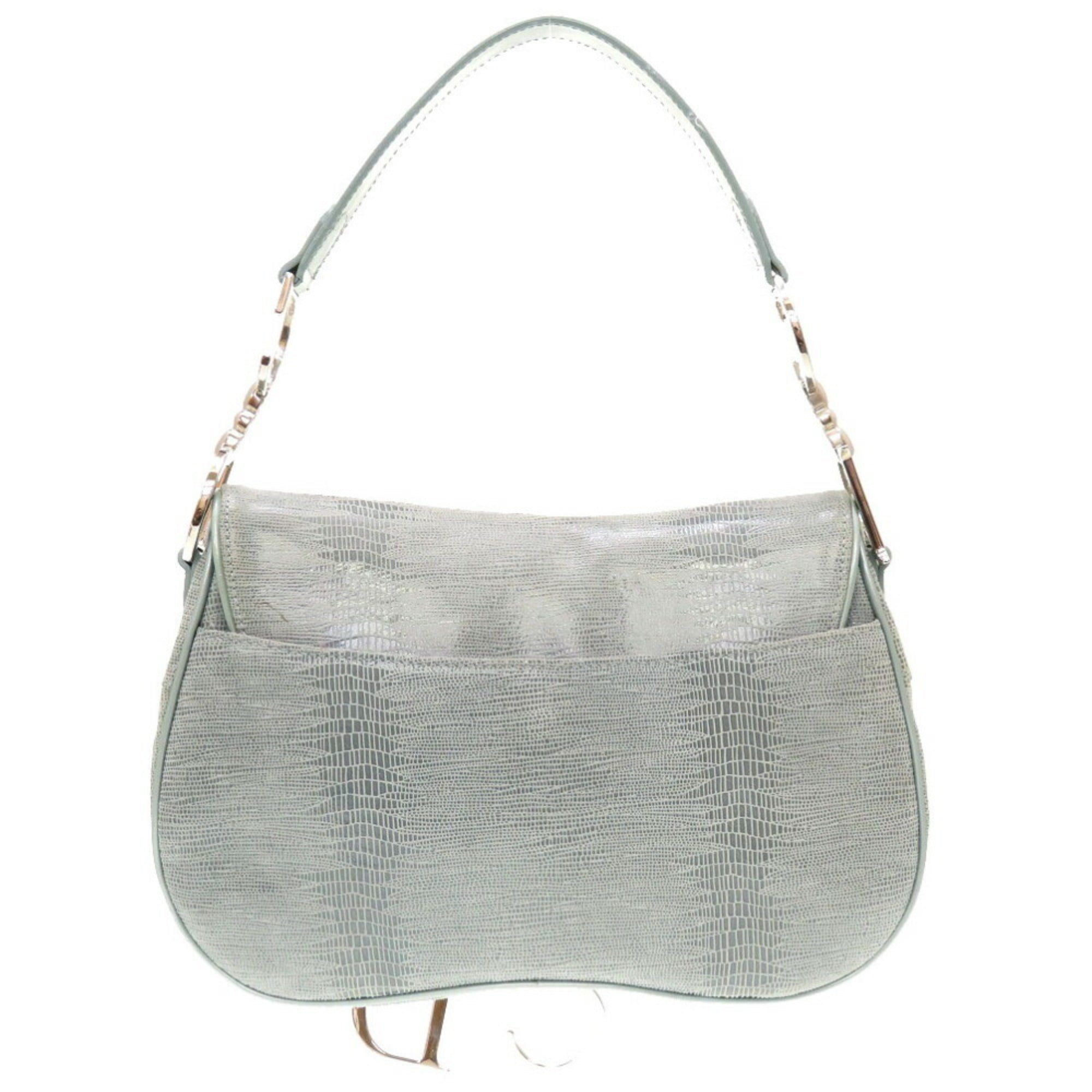 CHRISTIAN DIOR Saddle Bag Leather Blue HandBag Shoulder