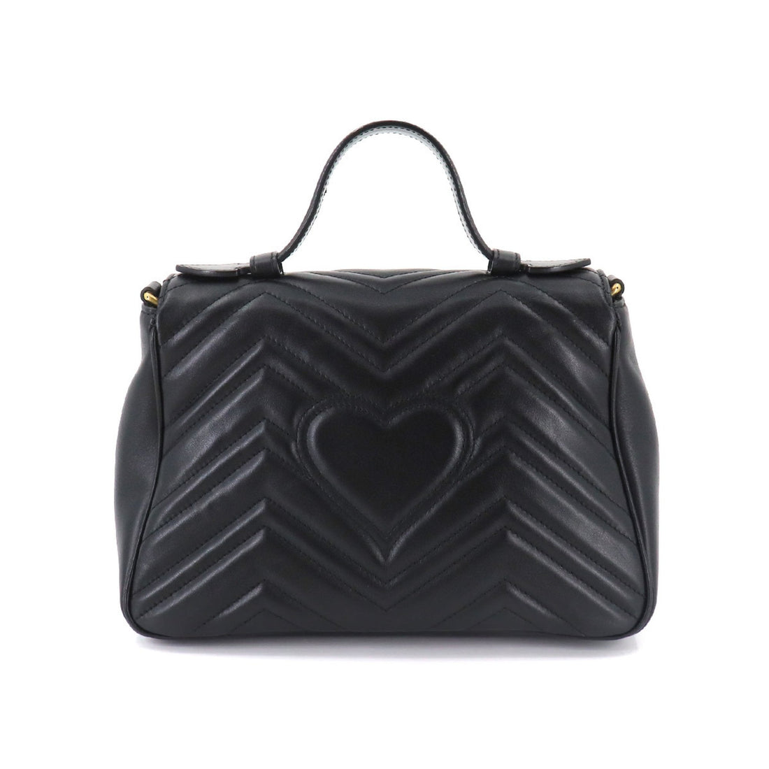 Gucci GG Marmont Small Top Handle Bag 2way Hand Shoulder Leather Black 498110