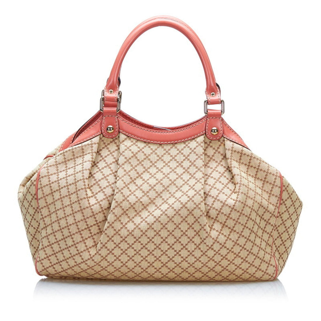 Gucci Diamante Suki Handbag Tote Bag 211944 Beige Pink Canvas Leather Ladies Gucci