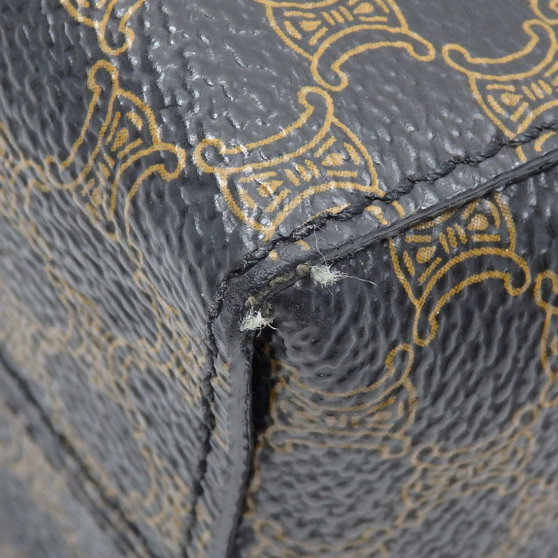 Celine Shoulder Bag Macadam Women's Black Brown PVC Leather