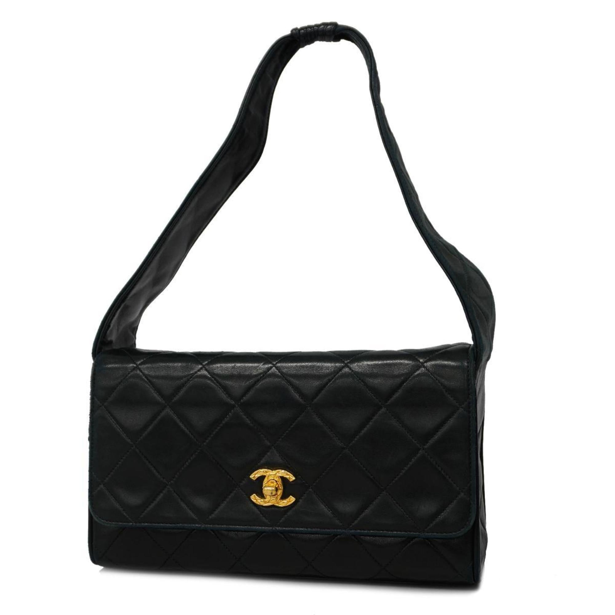 Chanel Shoulder Bag Matelasse Brilliant Lambskin Black Women's