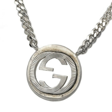 Gucci Necklace Silver Interlocking 246490 J8400 8106 GG Ag 925 GUCCI Engraved Jewelry Men's Women's Unisex Pendant