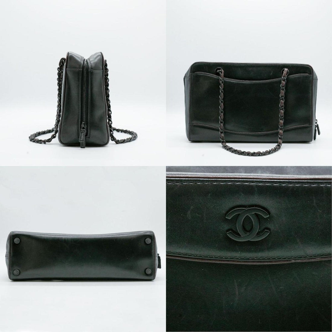 CHANEL Shoulder Bag Coco Mark Chain Calfskin Black Women's PD281