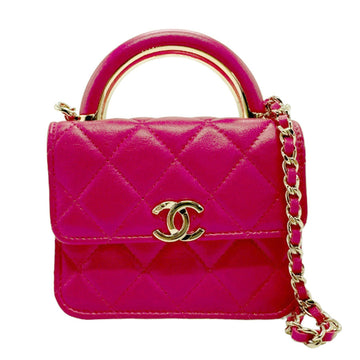 CHANEL Shoulder Bag Lambskin Magenta Women's n0140