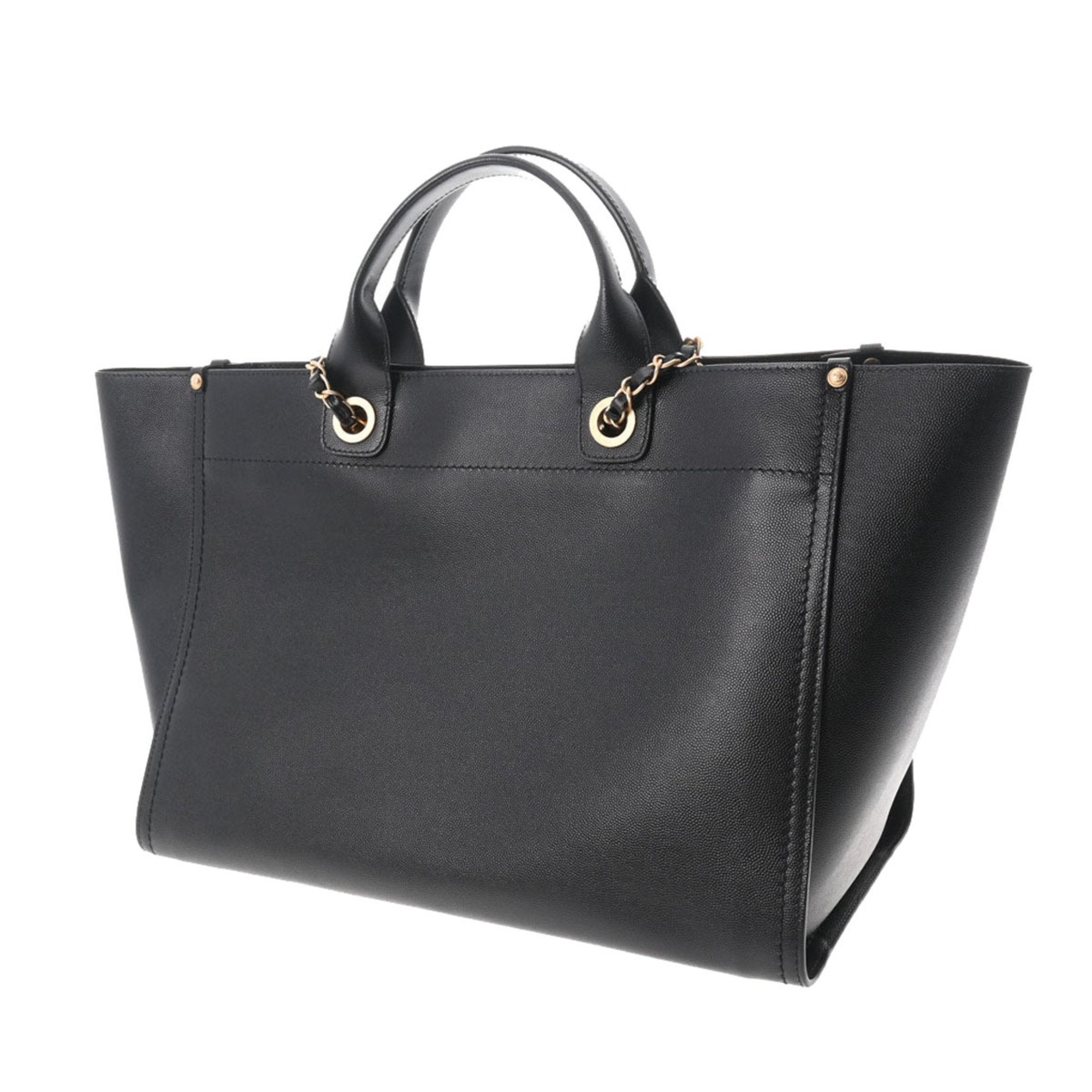 Chanel Deauville Studded Tote Black A57067 Ladies Caviar Skin Bag