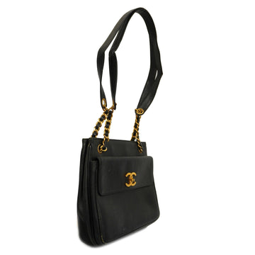 CHANEL   Matelasse Chain Shoulder Women's Caviar Leather Shoulder Bag Black