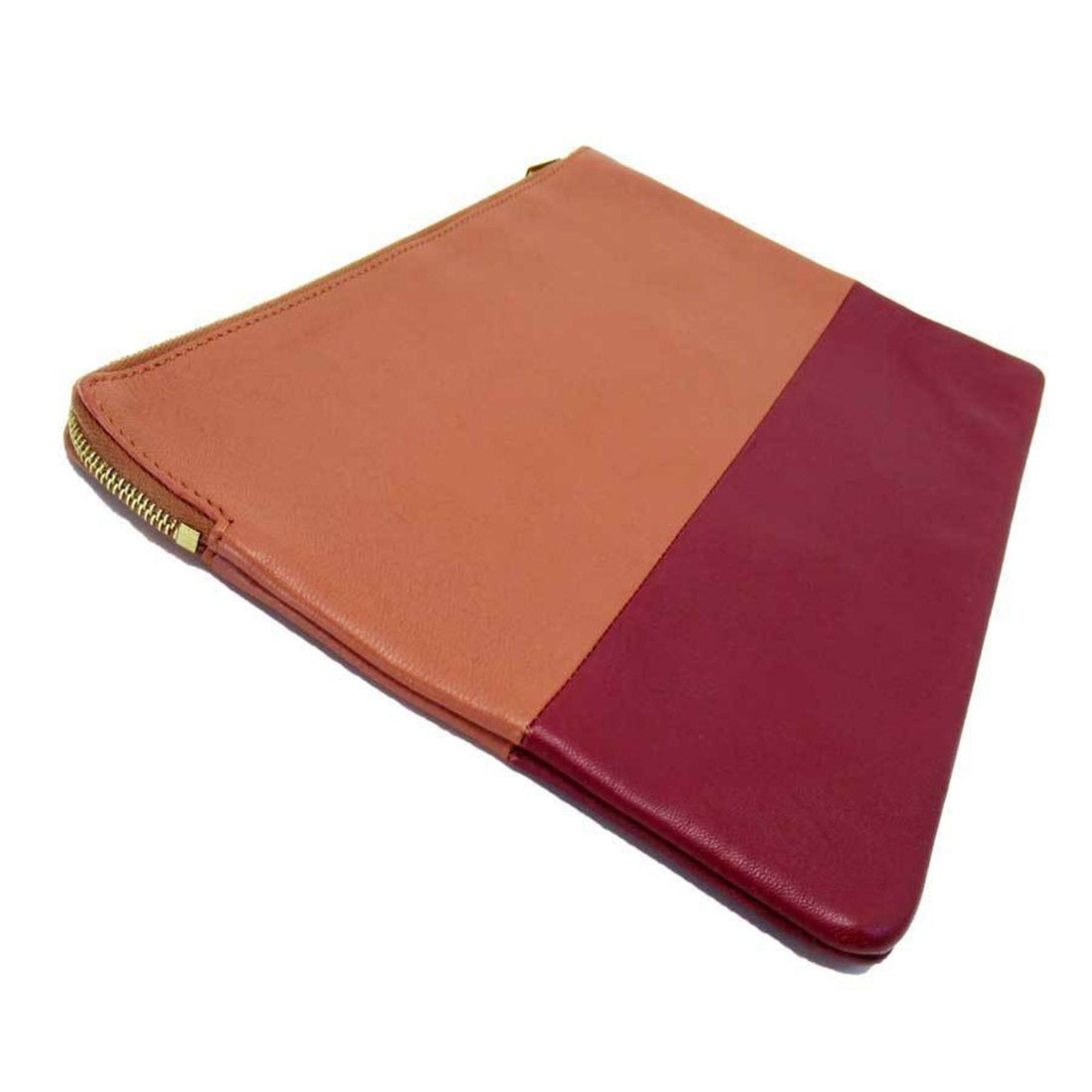 Celine Clutch Bag Multi-Case Pouch Brown Gold Bordeaux Leather