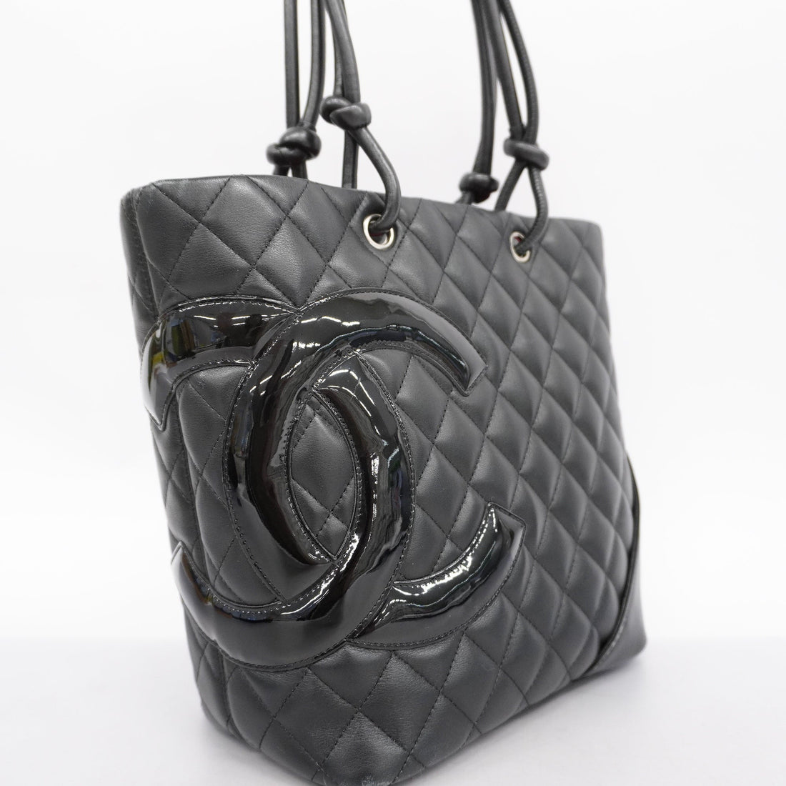 CHANEL Ligne Cambon Tote Bag Women's Leather Black