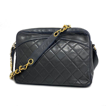 Chanel Shoulder Bag Matelasse Chain Lambskin Black Women's