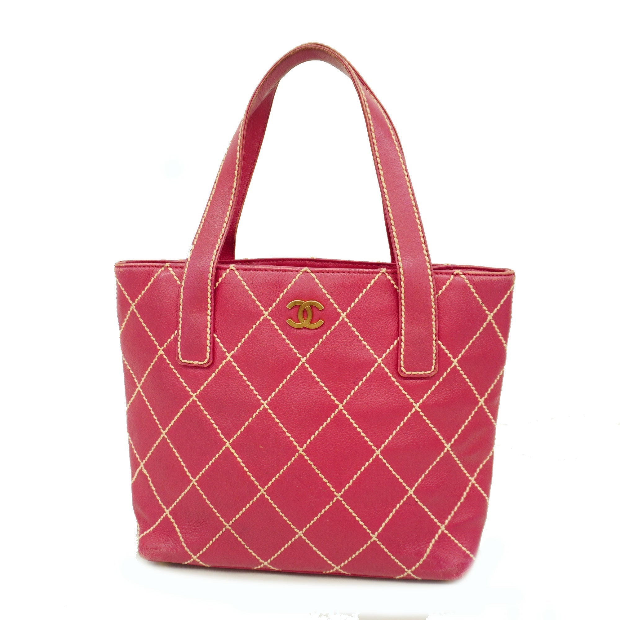 CHANEL   Wild Stitch Tote Bag Women's Leather Pink