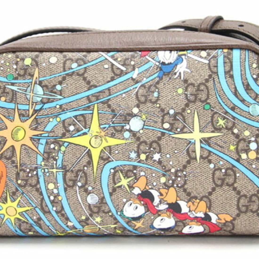 Gucci Shoulder Bag Disney Collaboration Donald Duck GG Supreme 648124 Beige Brown PVC Leather Mini Small Pochette Back Ladies GUCCI