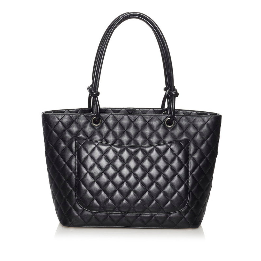 Chanel Cambon Line Large Tote Bag Black Lambskin Ladies