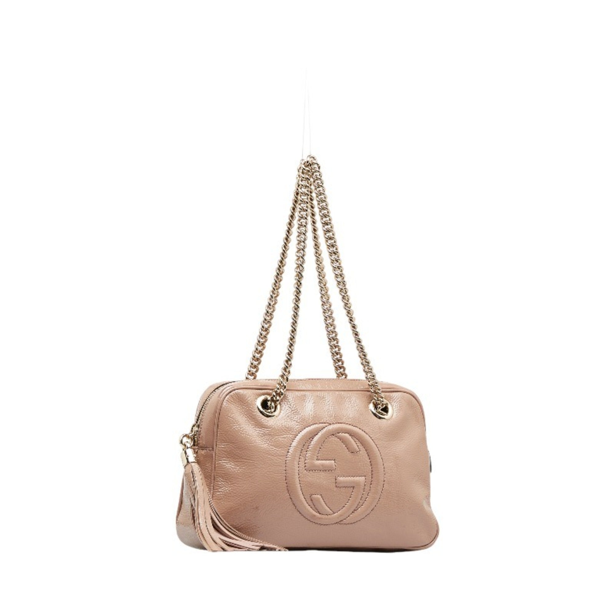 GUCCI Soho Chain Shoulder Bag 308983 Pink Gold Leather Women's