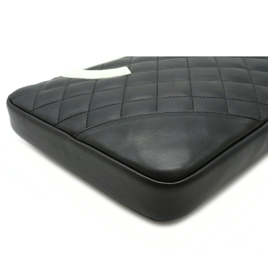 Chanel Cambon Line Coco Mark Medium Pochette Shoulder Bag Black White Pink A25178