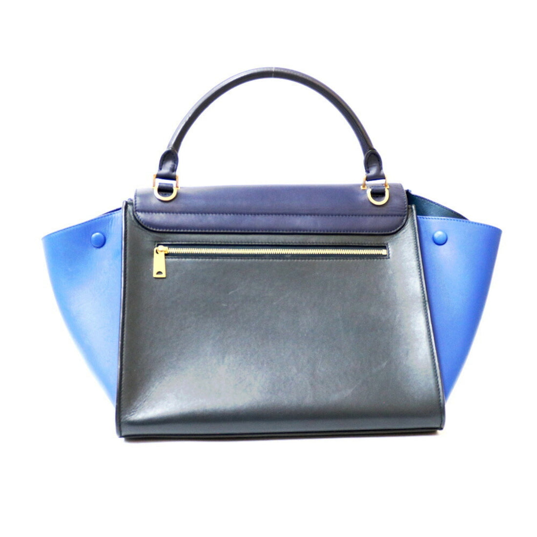 Celine Handbag Trapeze Shoulder Overseas Large Medium Navy Blue Black Women's Leather