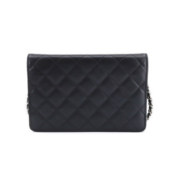 Chanel cambon line chain wallet folio long leather enamel black A46646 Cambon Line Chain Wallet
