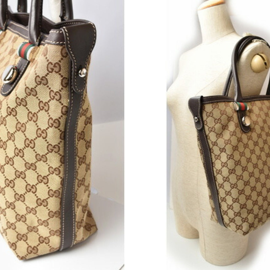 Gucci Tote Bag GUCCI Shoulder GG Brown Beige Sherry Line 232970