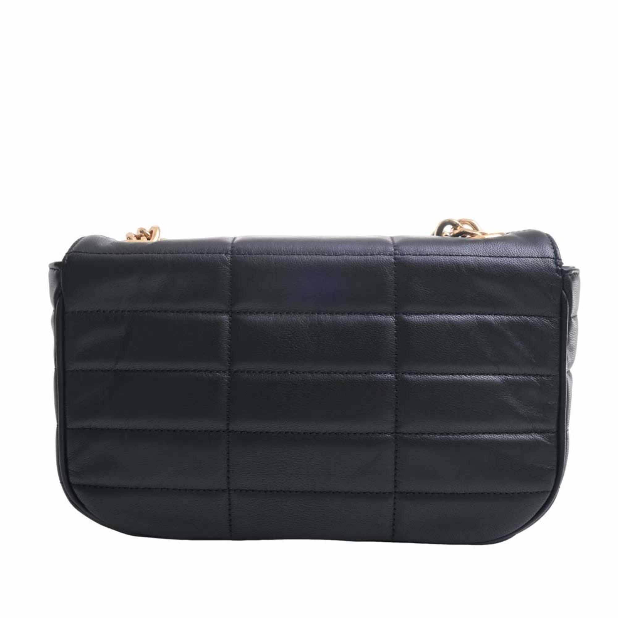 Celine Matelasse Monochrome Leather Chain Shoulder Bag Black Women's