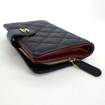 Chanel caviar skin matelasse black two-fold wallet