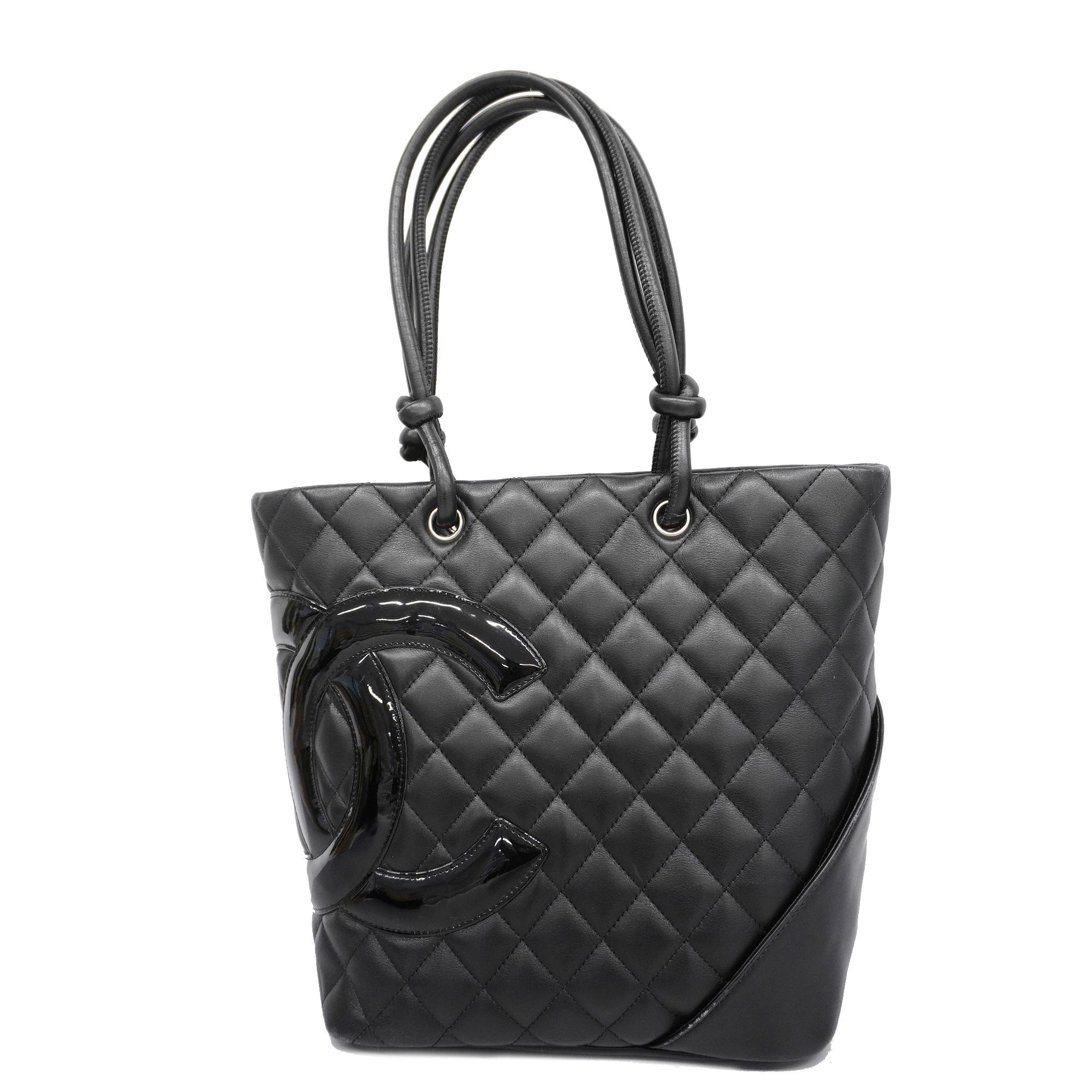 CHANEL Ligne Cambon Tote Bag Women's Leather Black