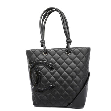 CHANEL Ligne Cambon Tote Bag Women's Leather Black