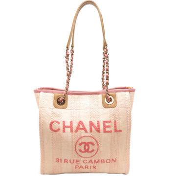 Chanel Seal Deauville PM Women's Tote Bag A66939 Canvas Pink