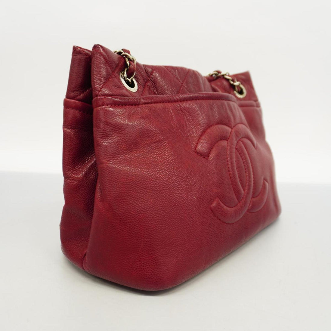 Chanel Shoulder Bag, Matelasse, Chain Shoulder, Caviar Skin, Bordeaux, Women's