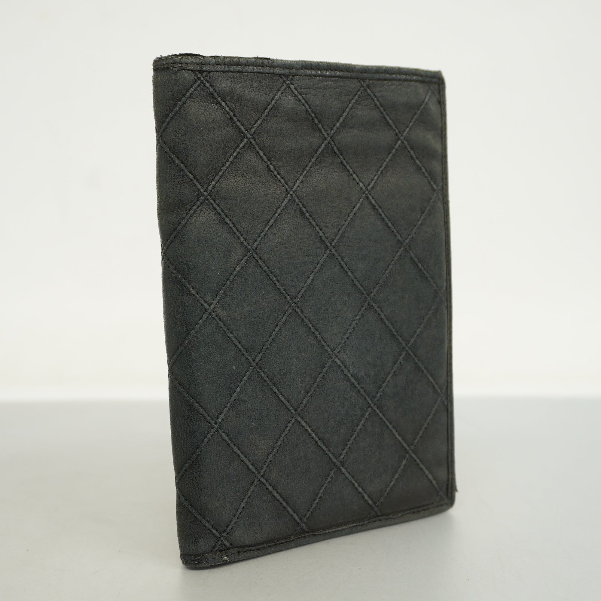 ChanelAuth  Bicolor Bi-fold Wallet Women's Lambskin Black