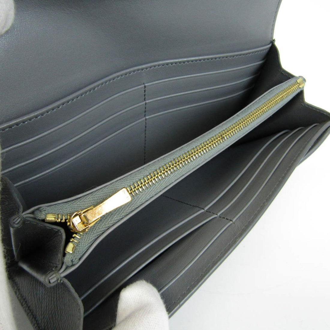 Celine Large Flap Wallet 10B563BEL Women's Calfskin Long Wallet [bi-fold] Gray