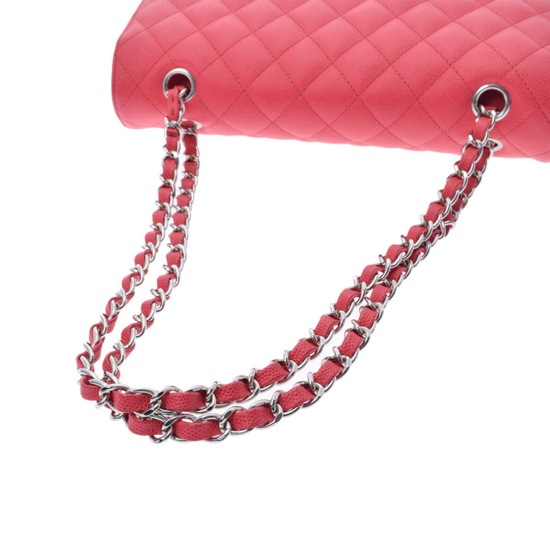Chanel matelasse W flap chain shoulder 25.5cm pink ladies caviar skin Bag