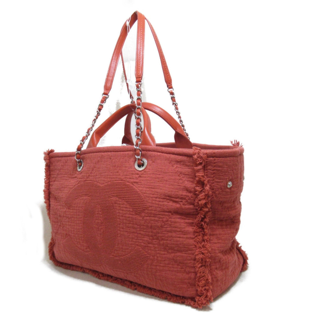 CHANEL 2wayChainShoulder Bag Orange cotton