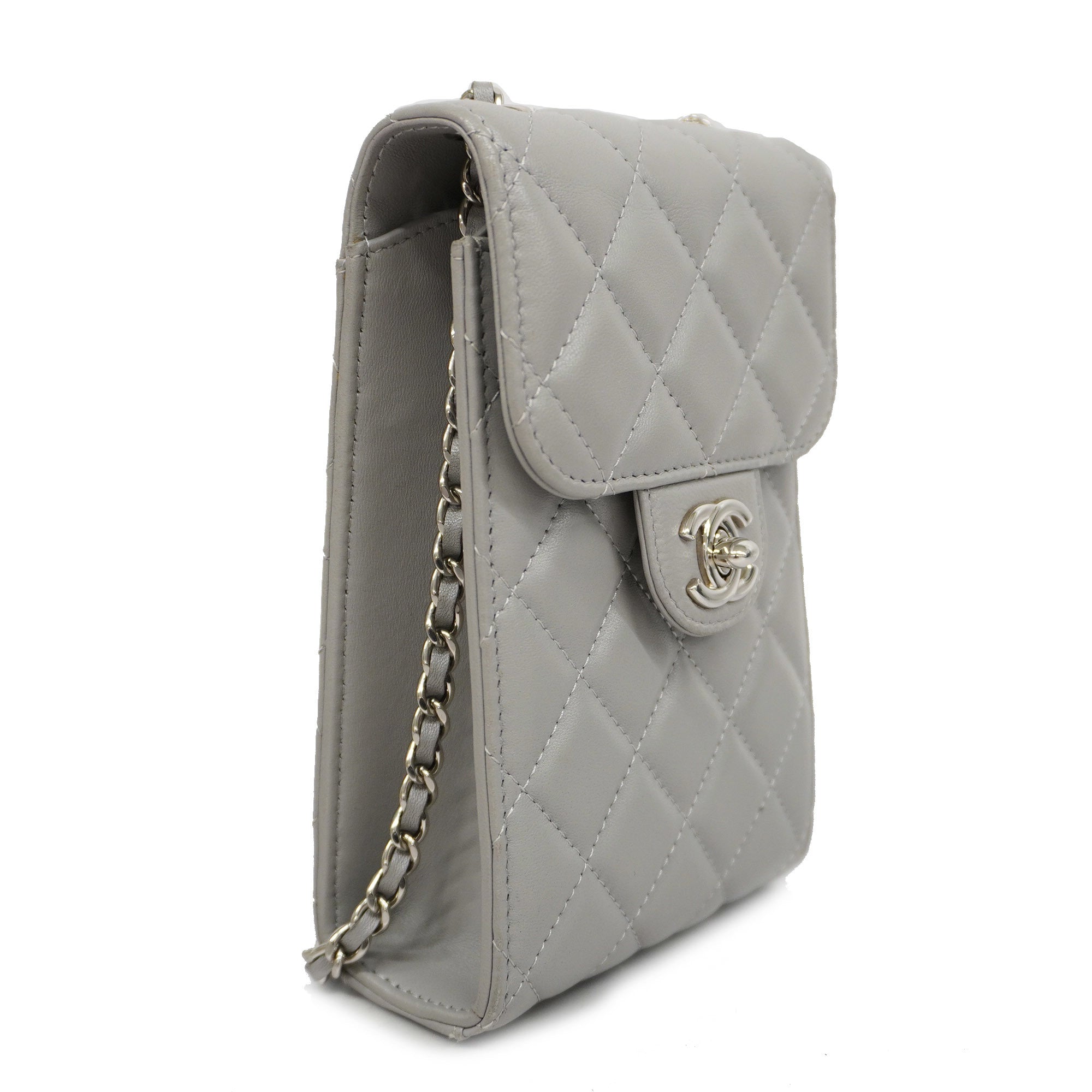 Chanel[3bd5059]   Shoulder Bag Matelasse Chain Shoulder Lambskin Gray Silver metal