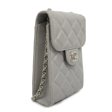 Chanel[3bd5059]   Shoulder Bag Matelasse Chain Shoulder Lambskin Gray Silver metal