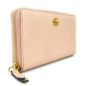 GUCCI Round Zipper Long Wallet GG Marmont Leather Light Pink Women's 456117 55159i