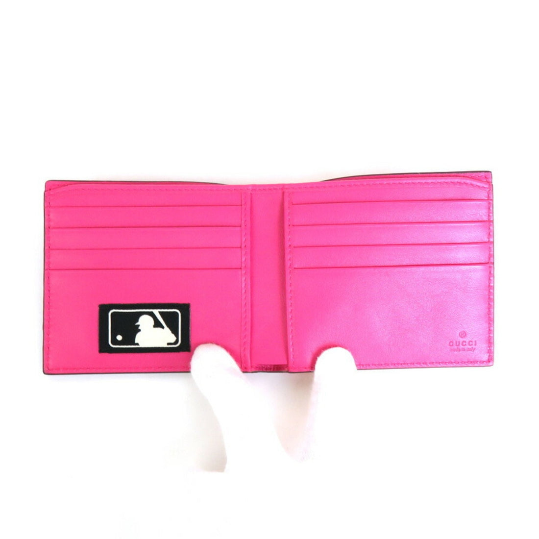 GUCCI Bill Purse NY Yankees Collaboration Leather Pink x Navy Men's 547787